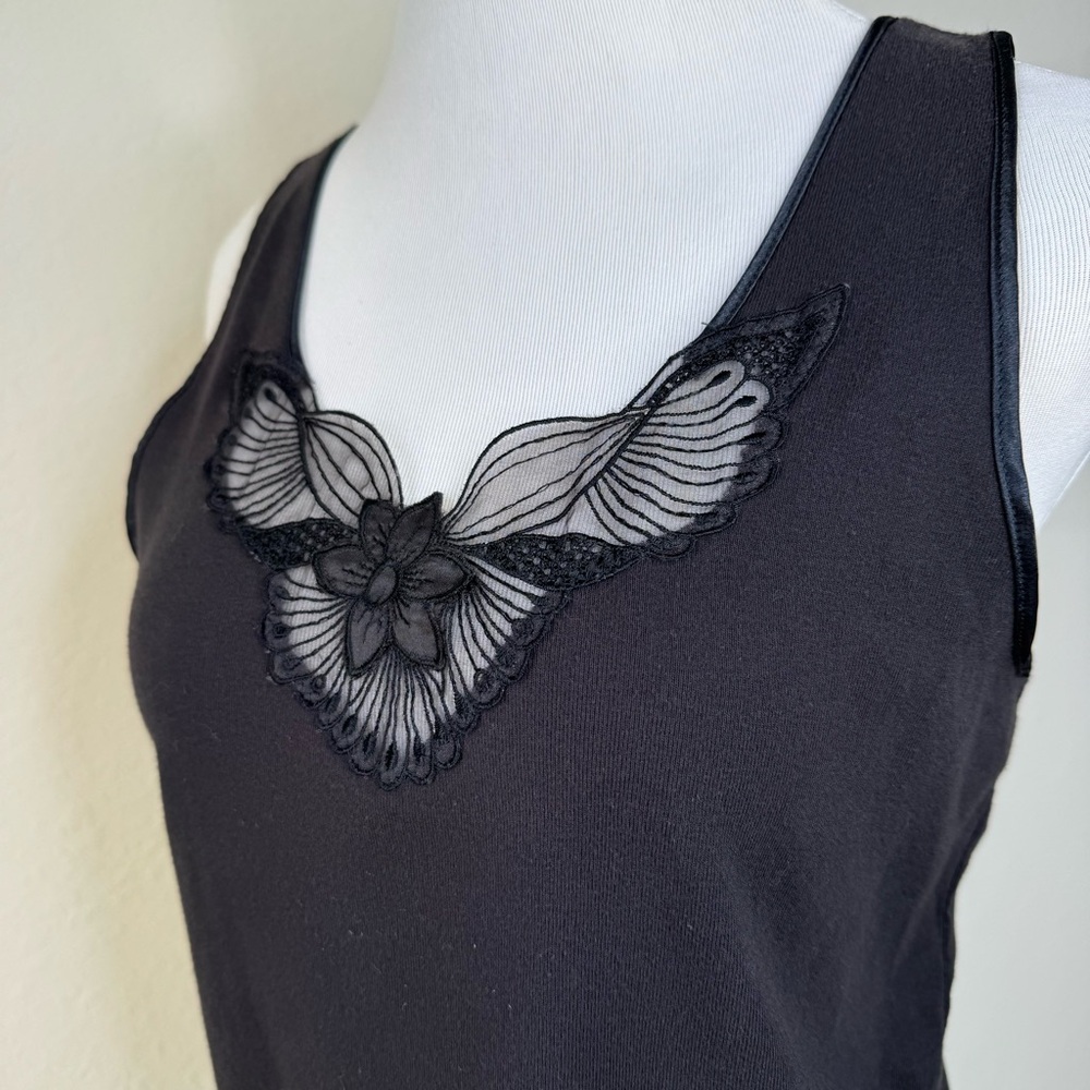 Vintage Bohemian Goth / Fairy Grunge Cotton Camisole Top Sensual Sheer